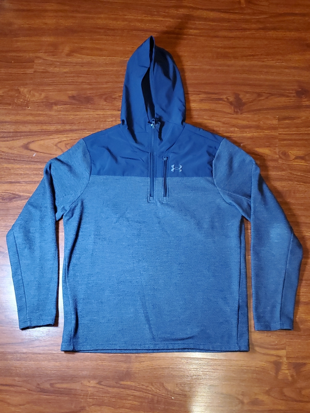 Under Armour Men's Two-Tone Blue Hooded Half-Zip Performance Jacket